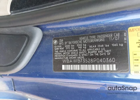 2008 BMW 335I from USA, damaged, VIN WBAWB73528P040360